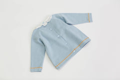 Baby Girl Bunny Print Pattern Ruffle Neck Long Sleeved Knitted Sweater