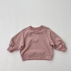 Baby Solid Color Long Sleeve Pullover Crewneck Hoodies