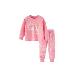 Spring and Autumn Girls Stars Pattern Long Sleeves Top and Pants Clothing Set