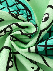 Summer Baby Kids Unisex Alligator Animals Cartoon Pattern Short Sleeves T-Shirt And Shorts Casual Clothing Set