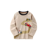 Autumn and Spring Arrival Animals Cartoon Pattern Long Sleeves Top for Stylish Boys