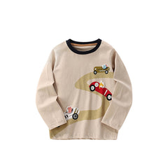 Autumn and Spring Arrival Animals Cartoon Pattern Long Sleeves Top for Stylish Boys