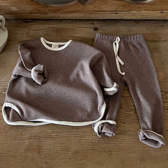 Waffle Knitted Fabric Loose Comfy Sets