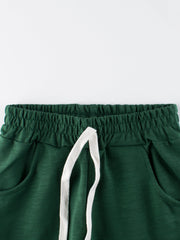Boys Solid Color Green Soft Casual Style Shorts