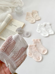 Pairs Summer Super Thin Breathable Socks For Girls: Baby Girls Floral Pattern Socks