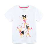 Summer Girls’ Rhythmic Gymnastics Cartoon Pattern T-shirt in European and American Style
