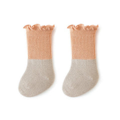 Baby Kids Unisex Color Patchwork Comfortable Ruffle Fringe Crew Socks