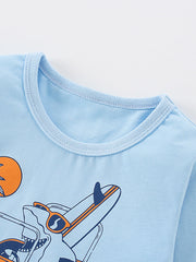 Toddler Boy Cartoon Pattern Crewneck Casual Shirts