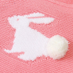 Baby Girl 3D Bunny Embroidered Graphic Strap Knitted Onesies Bodysuit