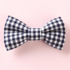 Girls Plaid Pattern Bow Tie Hair Fabric 2 pc. Clips Handmade Accessory