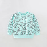 Baby Boy All Over Dinosaur Print Pattern Long Sleeve Casual Hoodie