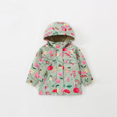 Baby Girl Flower And Fruit Pattern Zipper Design Beautiful Coat Windbreaker