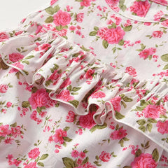 Baby Girl Floral Print Graphic Ruffle Design Sleeveless Onesies & Headband