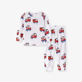 Fire Truck Kids Sleepwear Set – Long Sleeve Shirt and Pants, Cartoon Firefighter Design