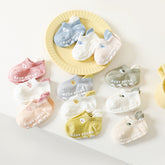 Kid Embroidered Pattern Color Matching Design Non-Slip Socks 1 Lot =3 Pairs