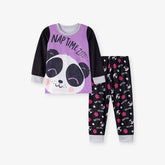 MyKids-USA Spring and Autumn Baby Kids Girls Panda Cartoon Pattern Casual Pajamas Set