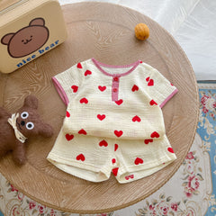 Baby Print Pattern T-Shirt Combo Shorts In Summer Sets