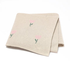 Best-Selling Knitted Baby Blanket With Fresh Floral Design: New Collection For Spring, Autumn, And Winter