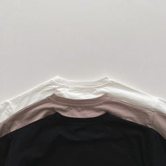 Baby Boy And Girl Solid Color Pullover Design Long-Sleeved Tops