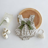 Summer Hot Selling Baby Girls Sleeveless Square Neck Floral Print Onesie