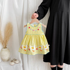 Summer Hot Selling Baby Kids Girls Princess Sleeveless Plaid Dress