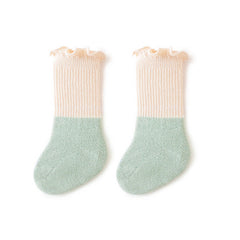 Baby Kids Unisex Color Patchwork Comfortable Ruffle Fringe Crew Socks