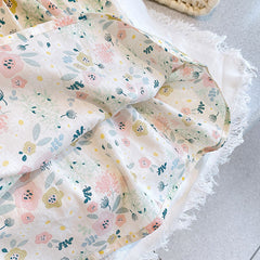 Baby Girl Floral Print O-Neck Puff-Sleeved Short Dress