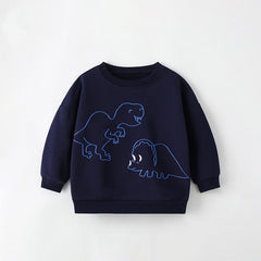 Boys Cartoon Pattern Printing Crew Neck Casual Pullover