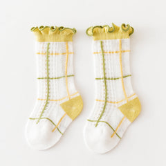 Baby Girl Floral Print Pattern Mesh Breathable High Tube Socks