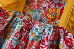 Baby Girl Flower Pattern Butterfly Sleeve Design Cute Dress With Hat