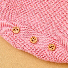 Baby Girl 3D Bunny Embroidered Graphic Strap Knitted Onesies Bodysuit