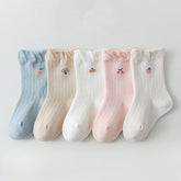 Baby Girls Frilled-Edges Breathable Mid-Calf Socks 2 Pairs