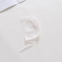 Baby Girls Solid Color Hollow Design V Collar Sleeveless Onesies Dress In Summer With Hat