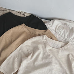 Baby Boy And Girl Solid Color O-Neck Design Long-Sleeved Tops In Spring