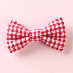 Girls Plaid Pattern Bow Tie Hair Fabric 2 pc. Clips Handmade Accessory