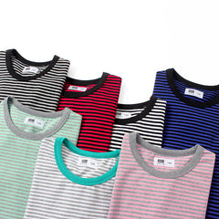 Baby Striped Pattern Crewneck Short Sleeve Cotton T-Shirt