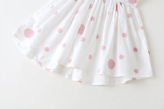 Baby Girls Polka Dot Pattern Sleeveless Round Collar Dress With Bow Decoration