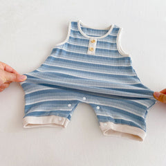 Summer Arrival Baby Unisex Casual Striped Sleeveless Rompers