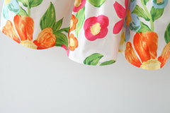 Baby Floral Pattern Short Sleeve Crewneck Dress with Purse