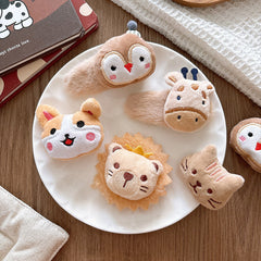 Versatile Cute Cartoon Plush Children's Hair Clip with 3D Cotton Filling