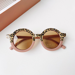 Girls Color Patchwork Design Round Frame Sunglasses