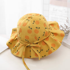 Baby Girl Floral Print Adjustable Design Sunshade Bucket Hats