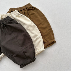 Spring Children Korean Style Casual Trousers For Boys And Girls, Mountain Style Cross-Cut Seam Radish Pants