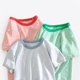 Baby Striped Pattern Casual Round Neck T Shirt Outfits