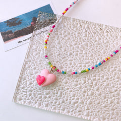 Cute Children’s Butterfly Heart Clavicle Necklace Dopamine Girl Jewelry