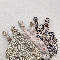 Baby Girl Cute Print Pattern Strap Design Overall Triangle Onesies