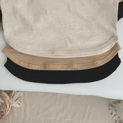 Baby Boy And Girl Solid Color O-Neck Design Long-Sleeved Tops In Spring