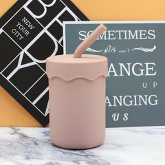 Baby Food Grade Silicone Straw Water Cup Training Leakproof Drop Resistant Drinking Cups