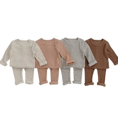 Baby Solid Color Soft Cotton Pajamas Home Clothes Sets