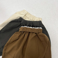 Spring Children Korean Style Casual Trousers For Boys And Girls, Mountain Style Cross-Cut Seam Radish Pants